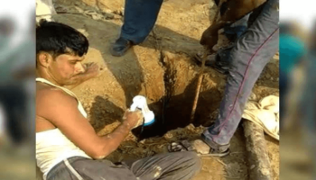 Worker in Borewell